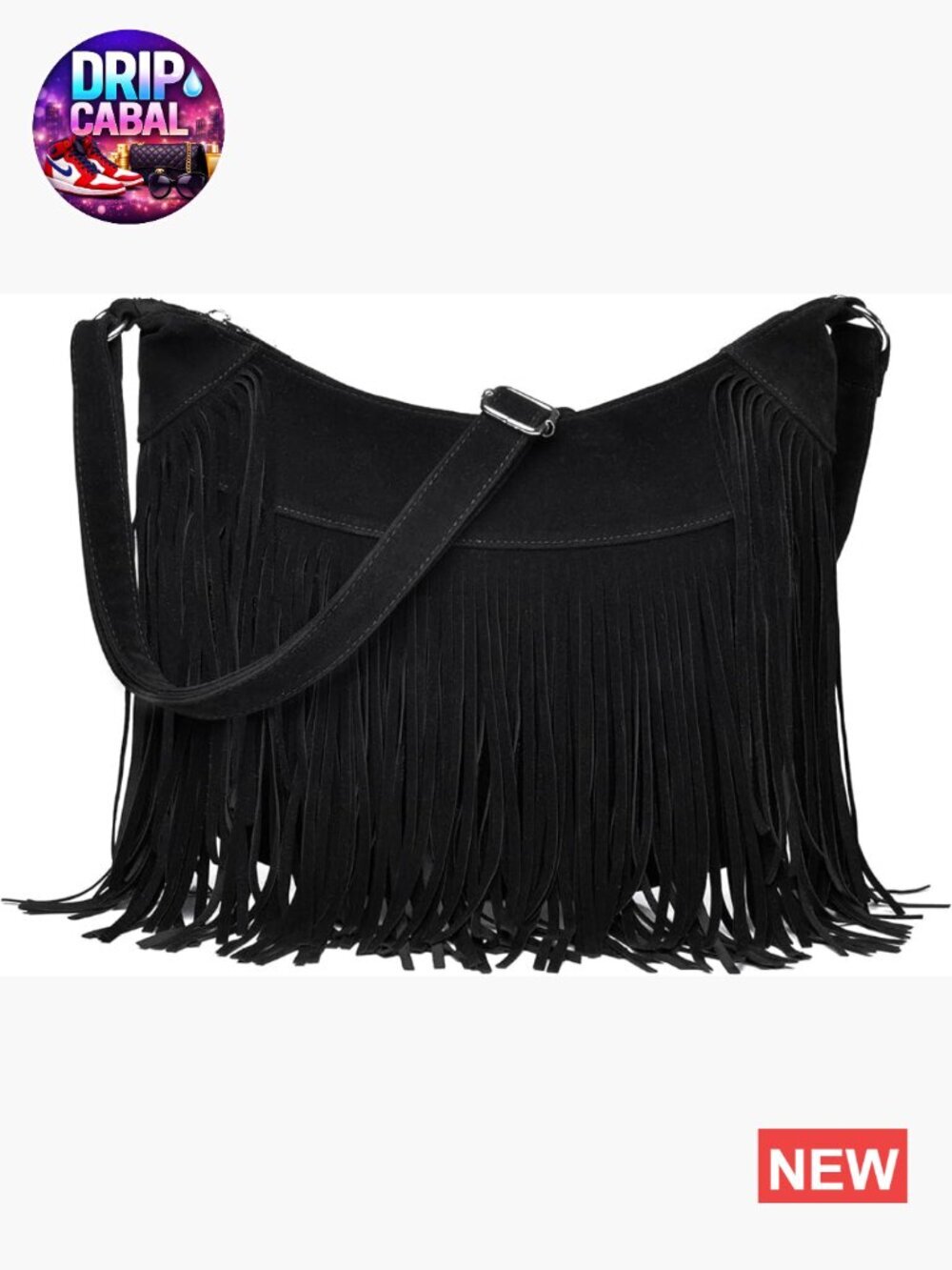 Vintage Suede Fringe Hobo Bag Crossbody Tassel Shoulder Purse